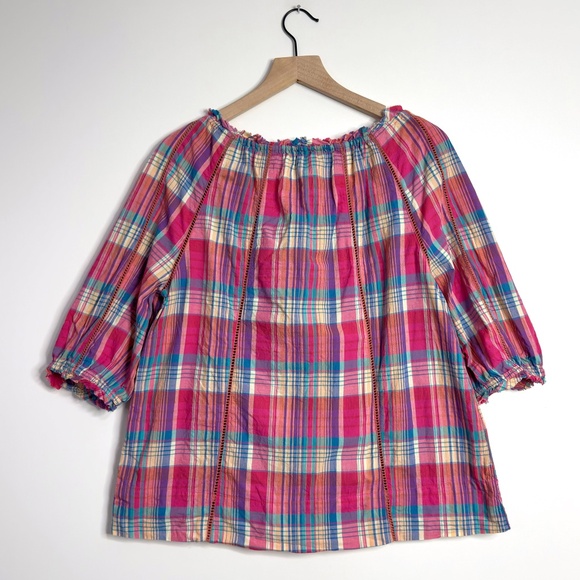 SUNDANCE Plaid Peasant Top - Picture 6 of 9